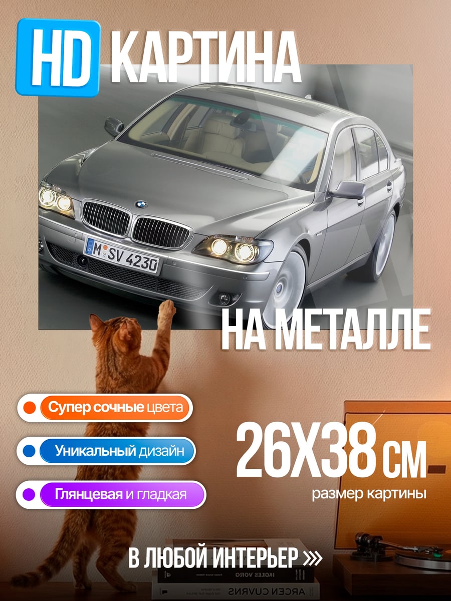 Картина на металле Серый седан