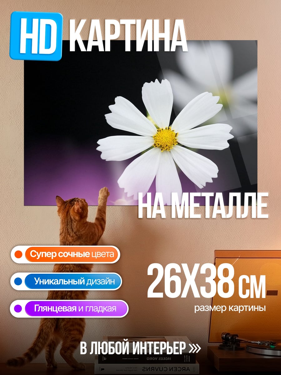Картина на металле Белый цветок