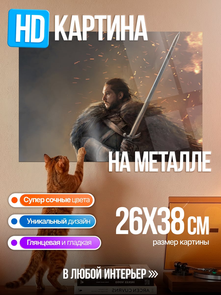 Картина на металле Джон Сноу меч