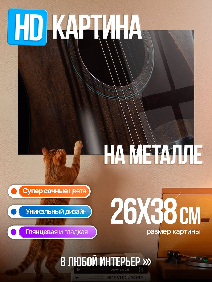 Картина на металле акустическая гитара