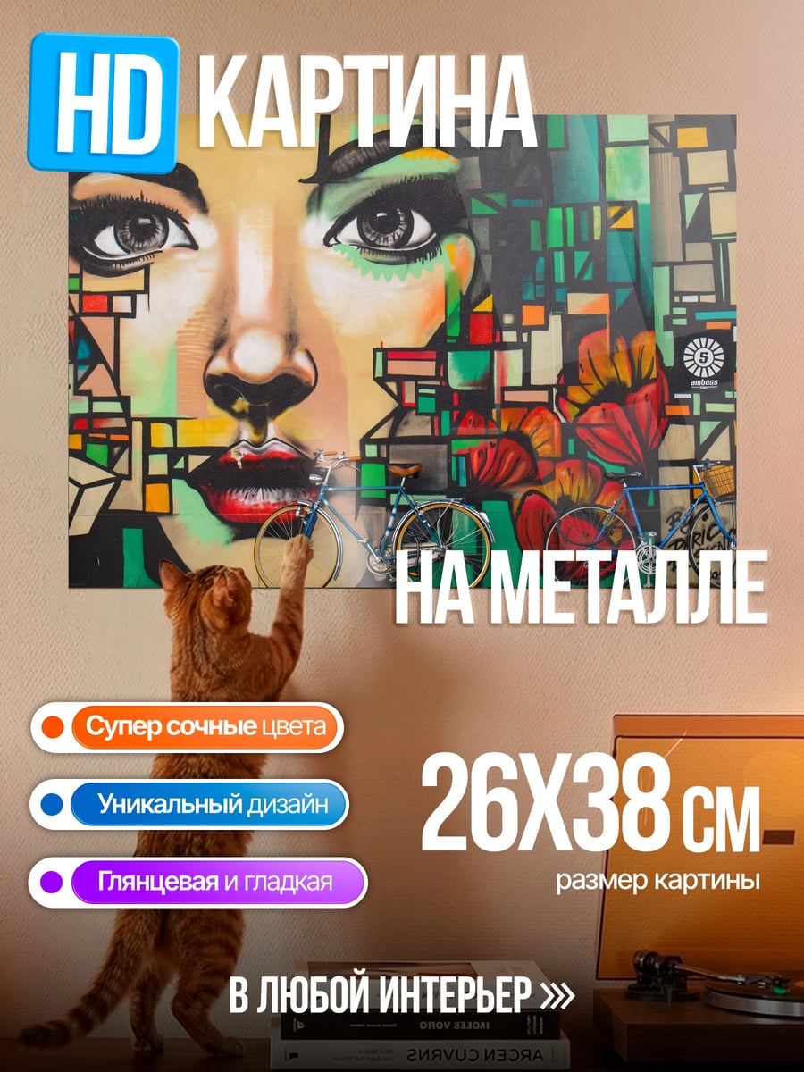 Картина на металле Стрит арт портрет