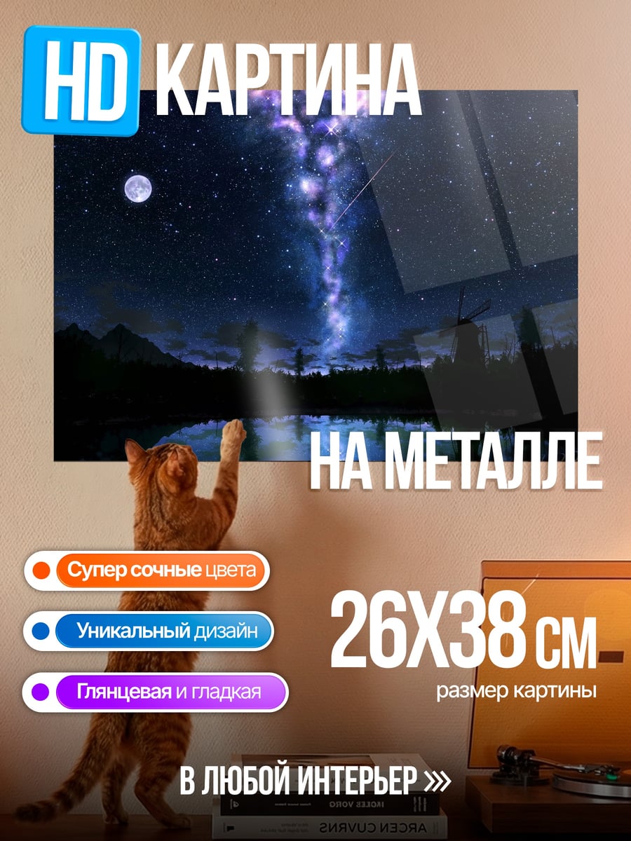 Картина на металле Звездная ночь