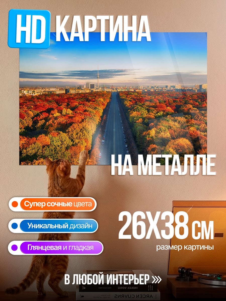 Картина на металле Осенняя дорога