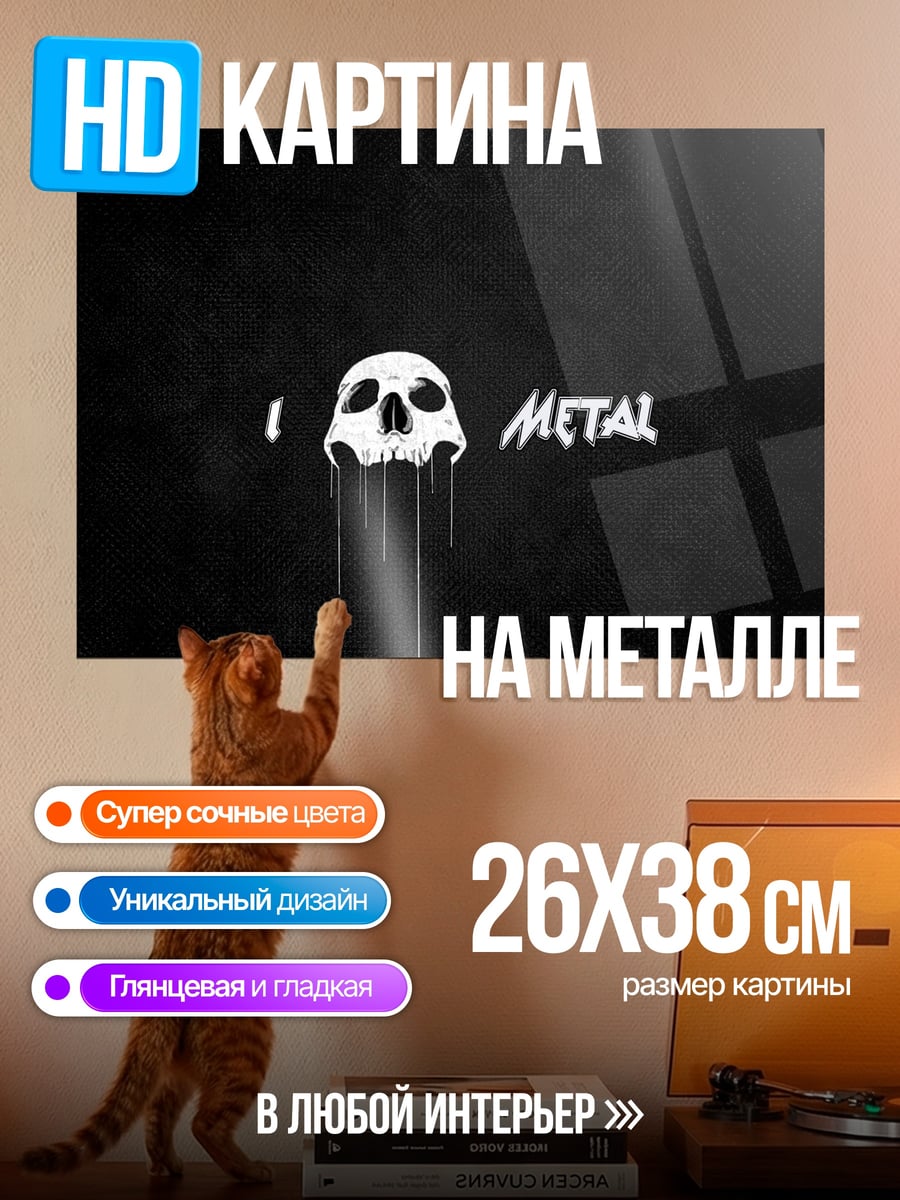 Картина на металле Череп и металл
