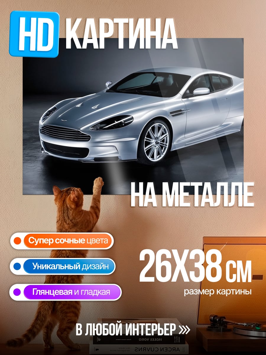 Картина на металле Серебряный спорткар