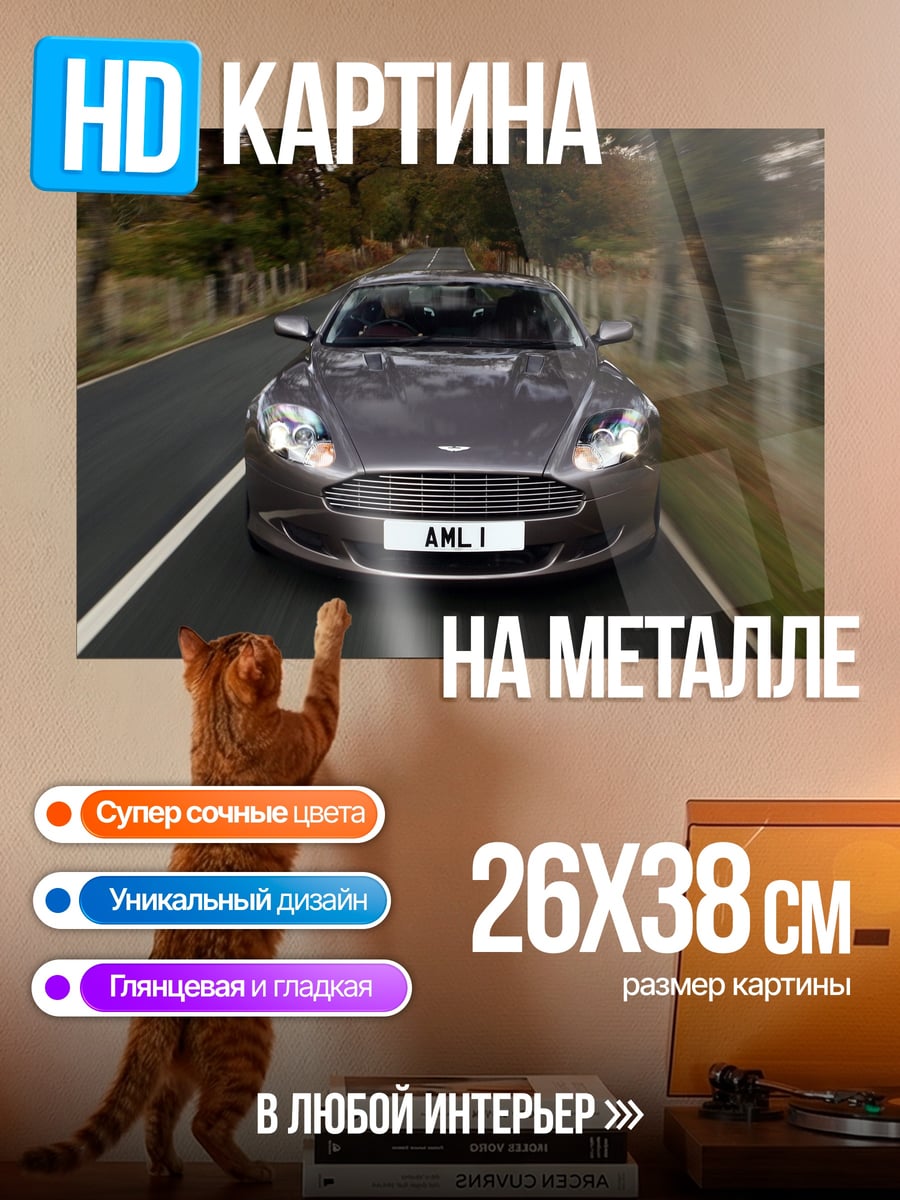 Картина на металле Серый спорткар