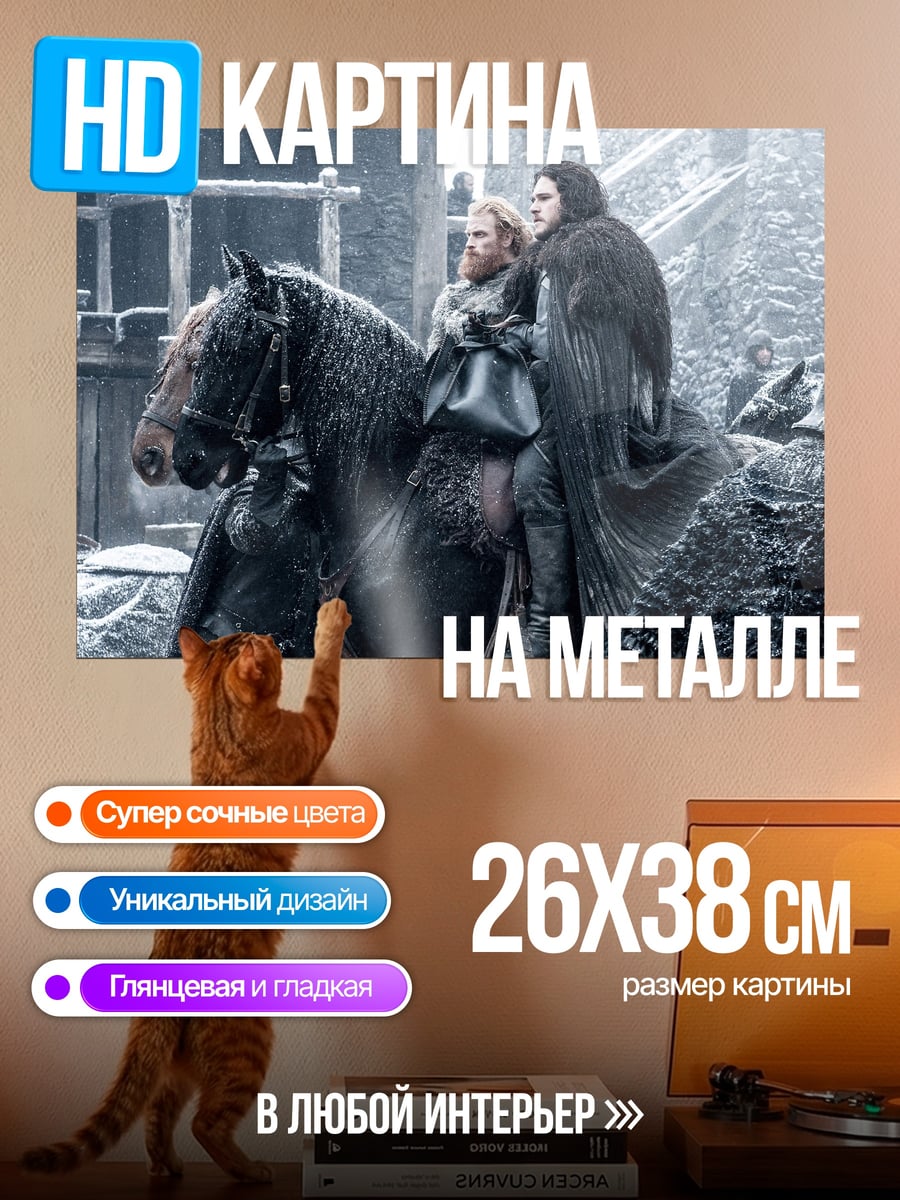 Картина на металле Джон Сноу зима