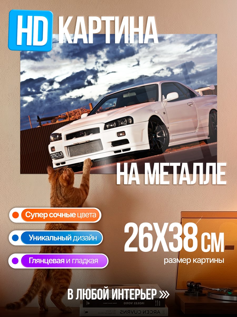 Картина на металле белый спорткар