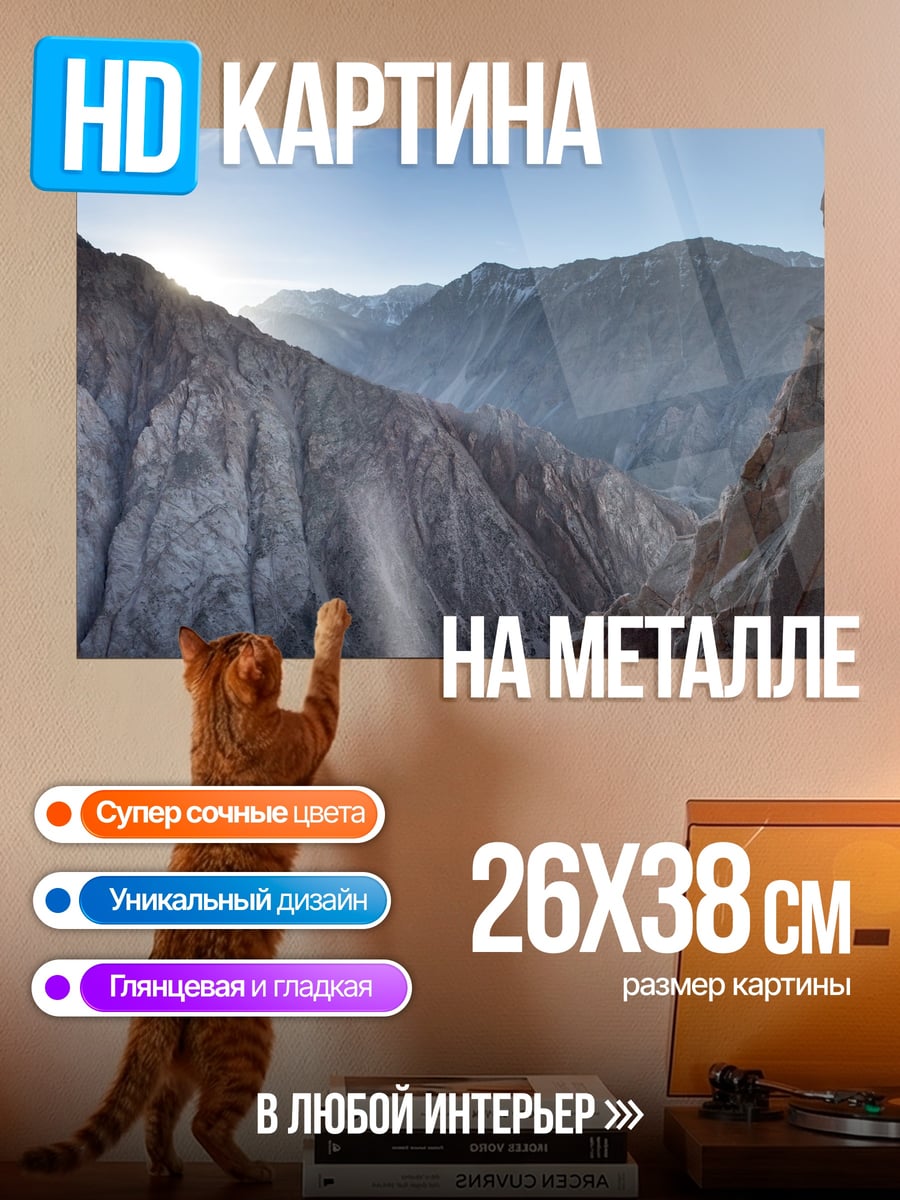 Картина на металле Горный каньон на закате