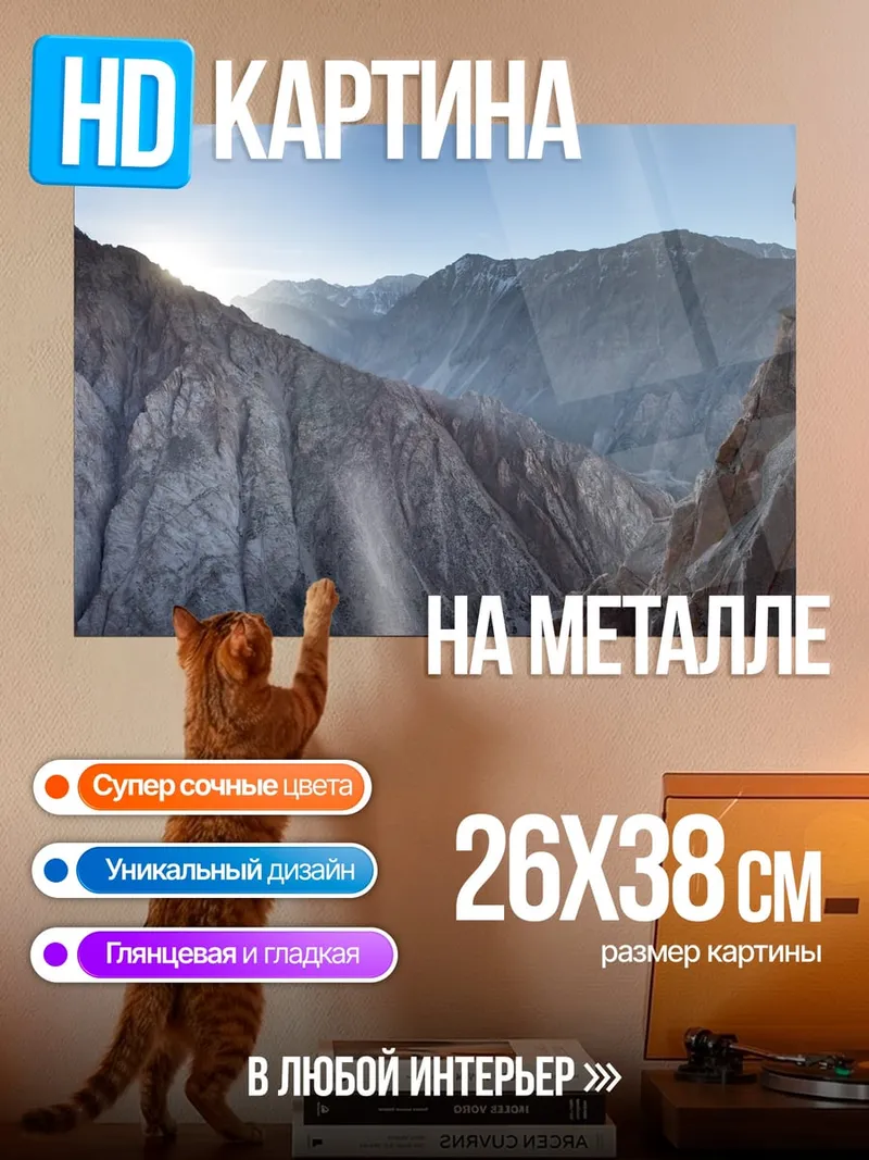 Картина на металле Горный каньон на закате