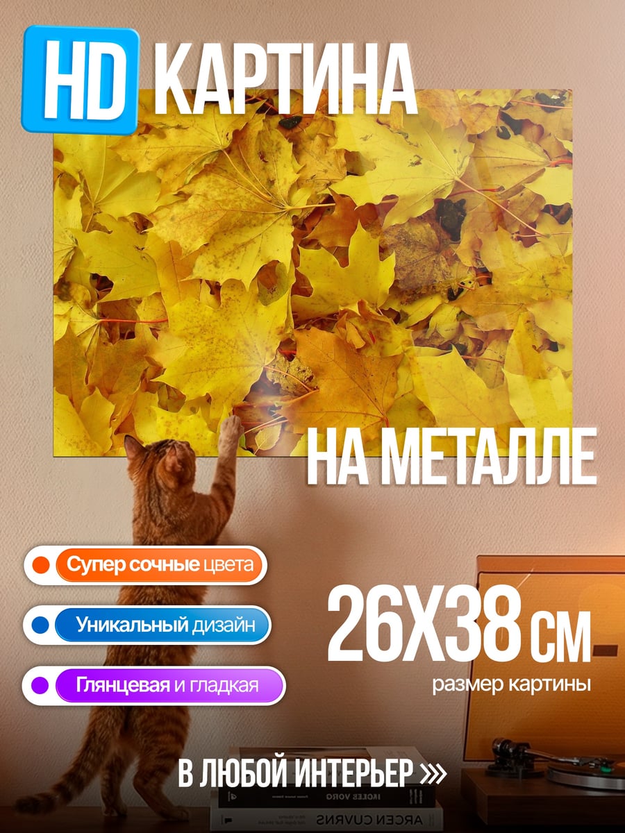Картина на металле Осенние листья клёна