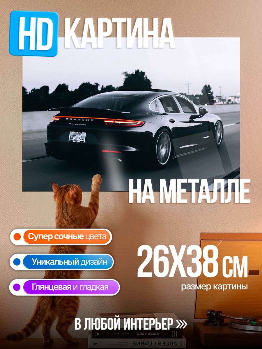 Картина на металле Черный спорткар