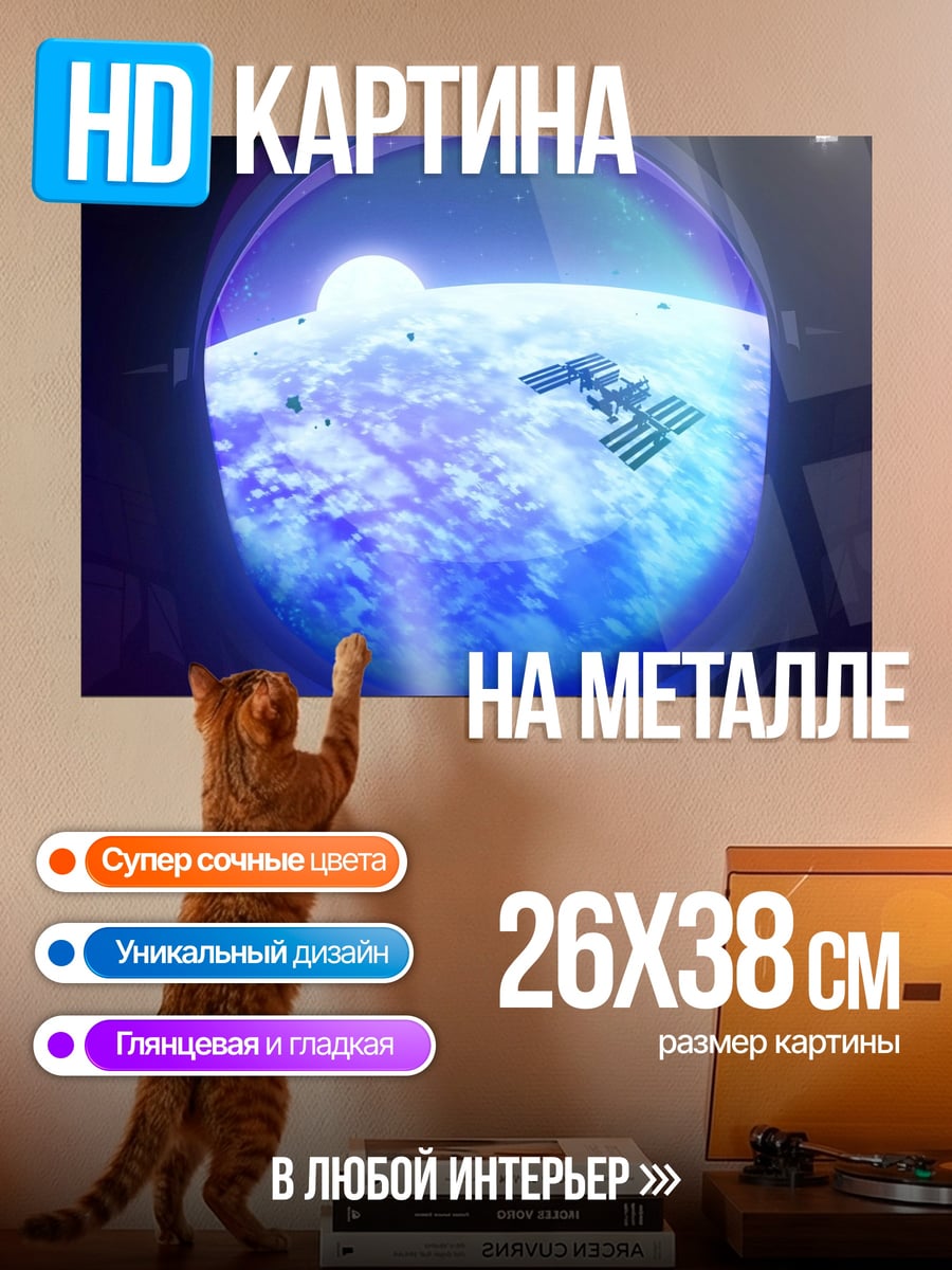 Картина на металле вид на землю из космоса