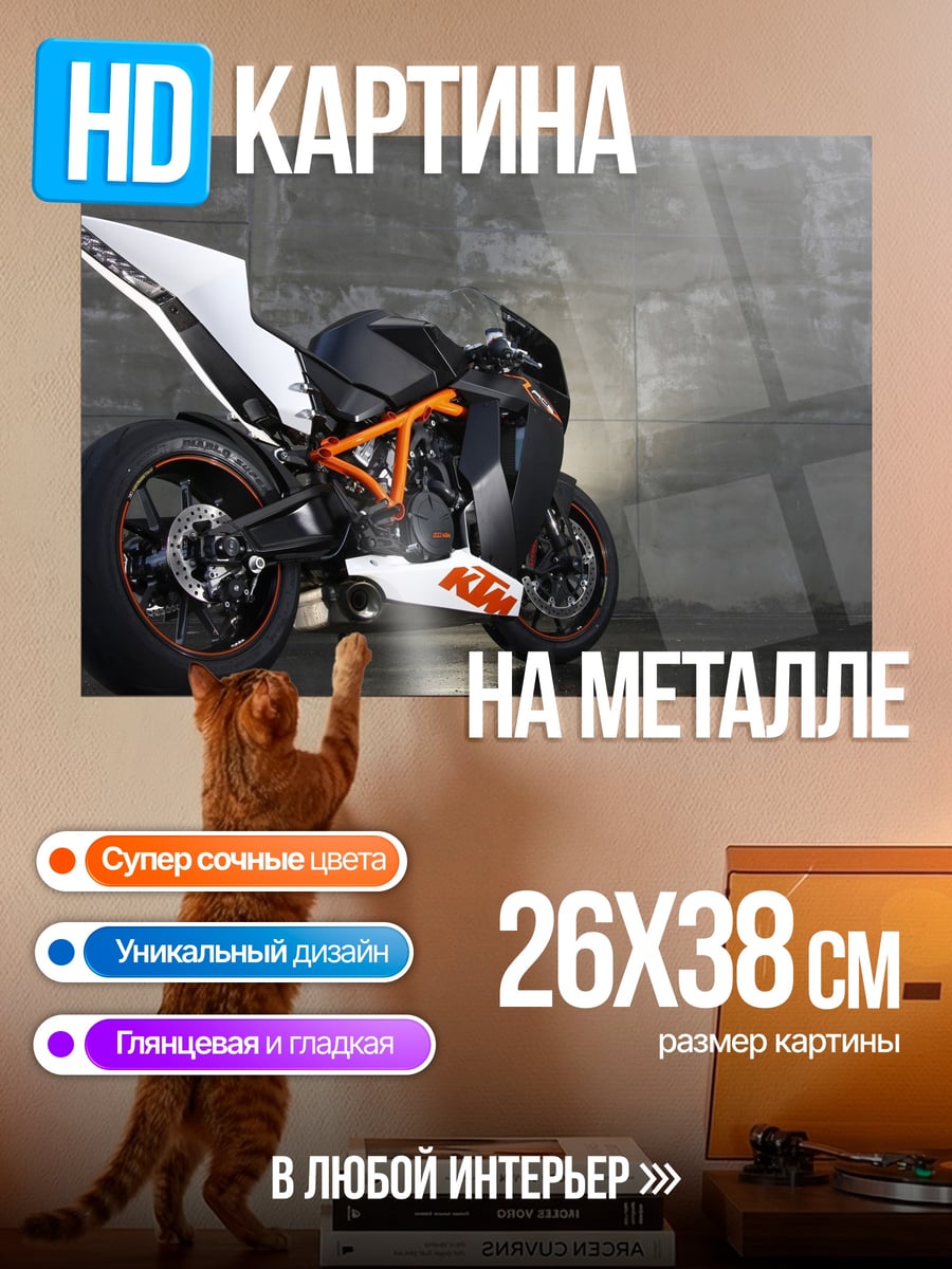 Картина на металле Спортивный мотоцикл KTM