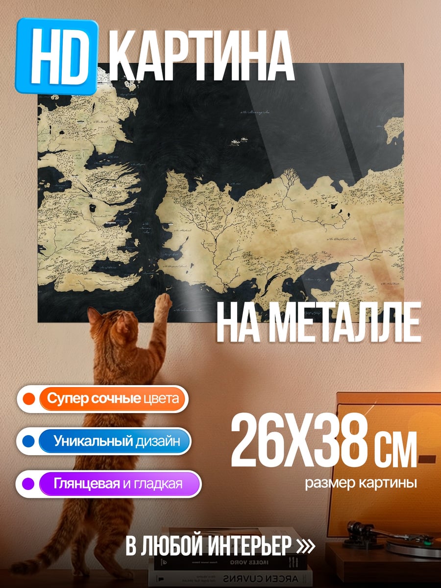 Картина на металле Карта мира