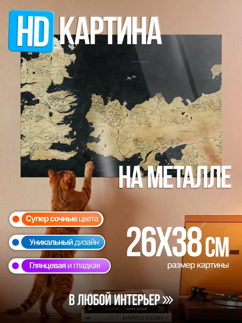 Картина на металле Карта мира