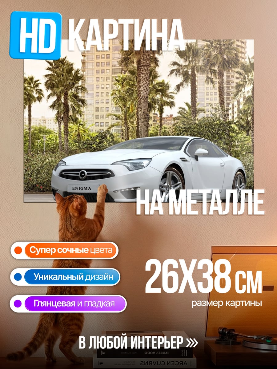 Картина на металле белый спорткар