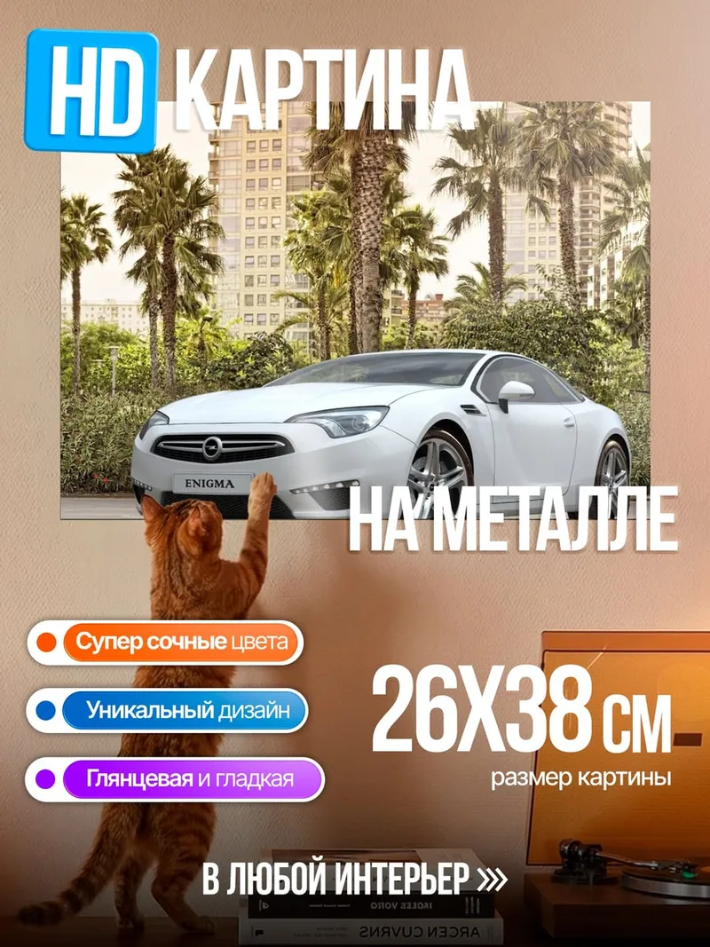 Картина на металле белый спорткар
