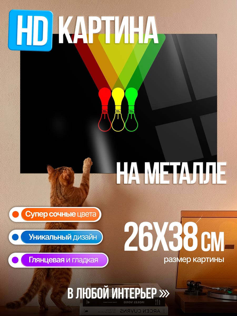 Картина на металле Три лампочки идеи