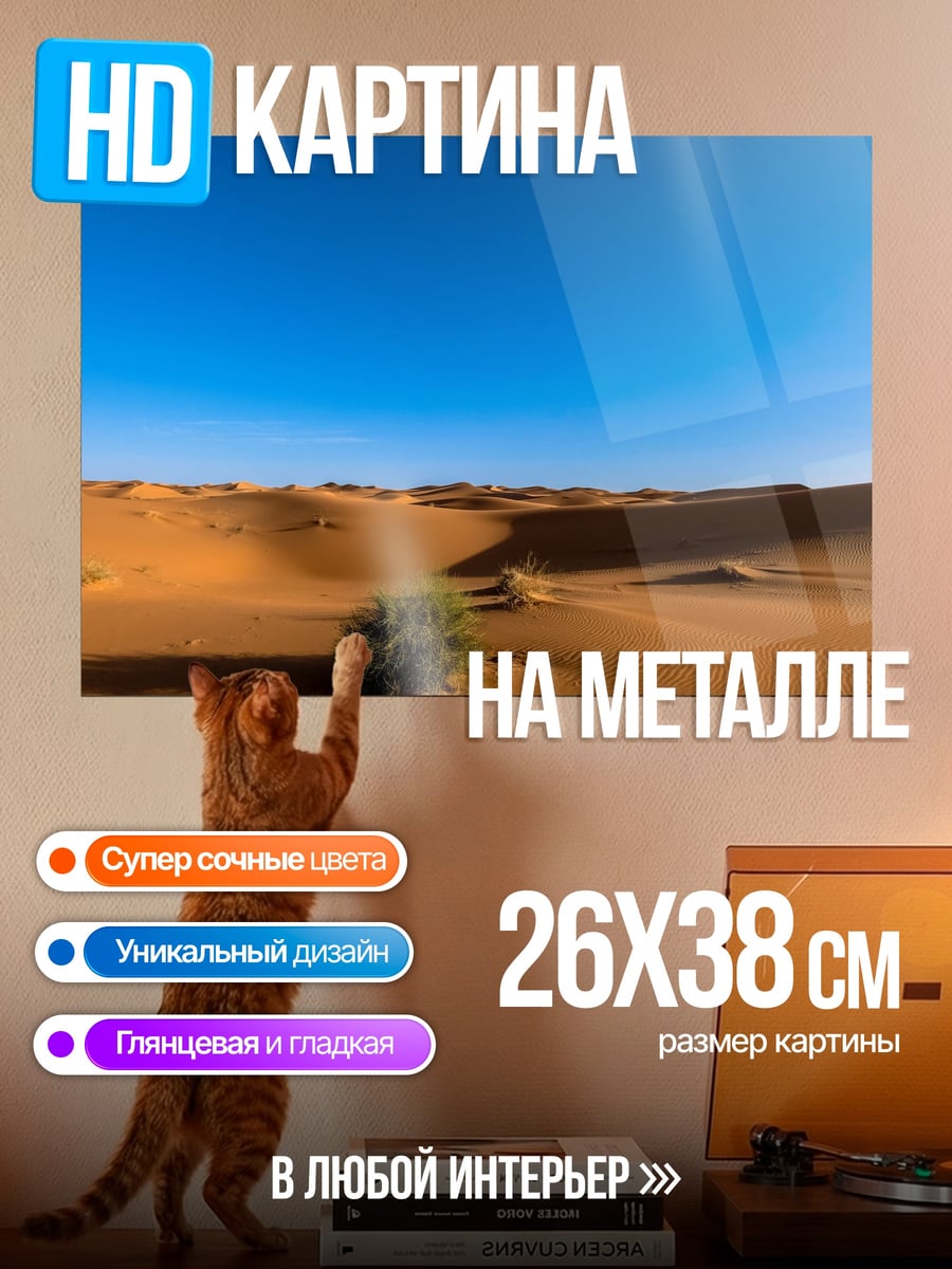 Картина на металле Пустынные дюны рассвет