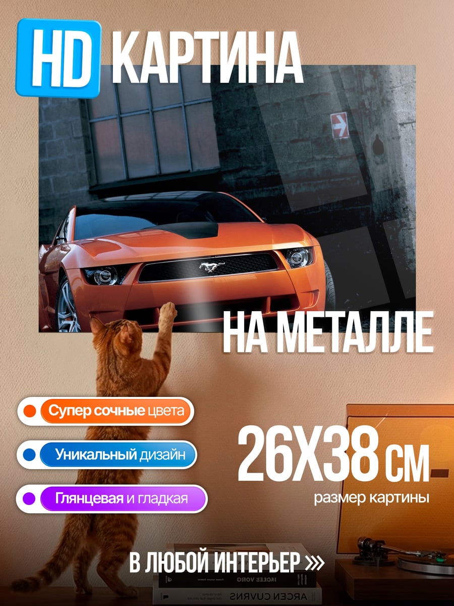 Картина на металле Оранжевый маслкар