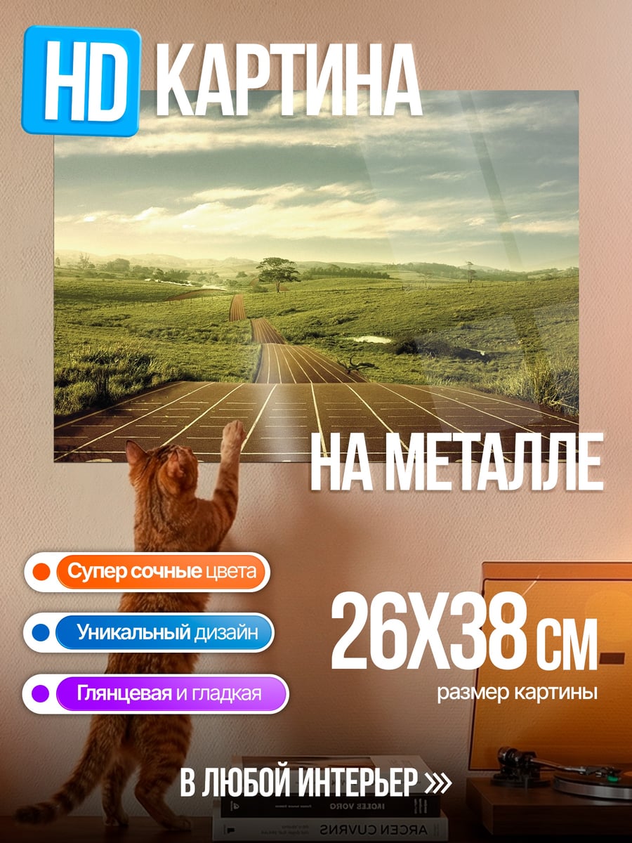 Картина на металле Беговая дорожка в поле