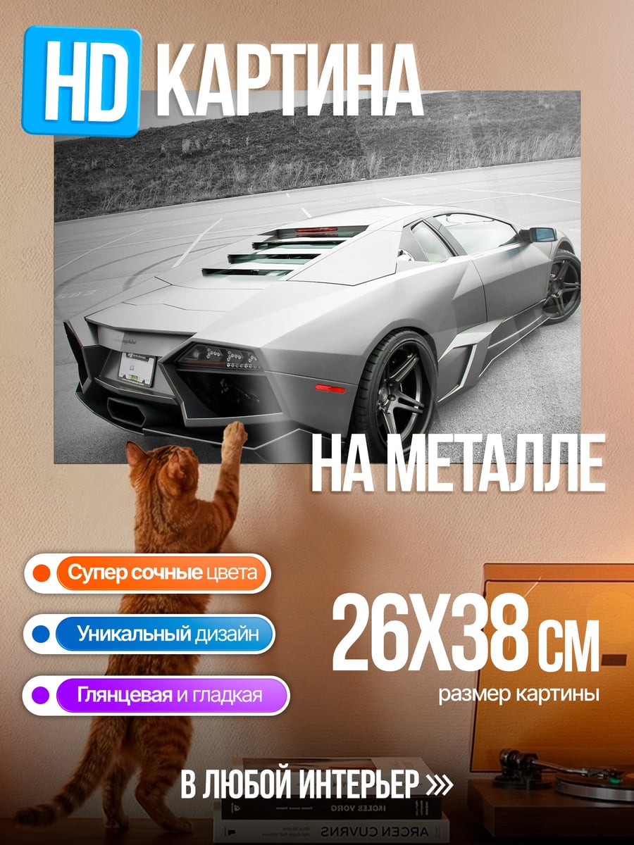 Картина на металле Серый суперкар