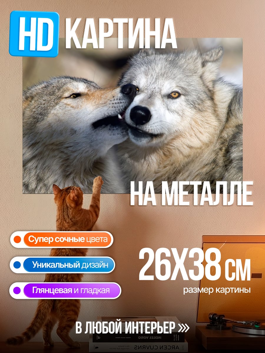 Картина на металле Два волка