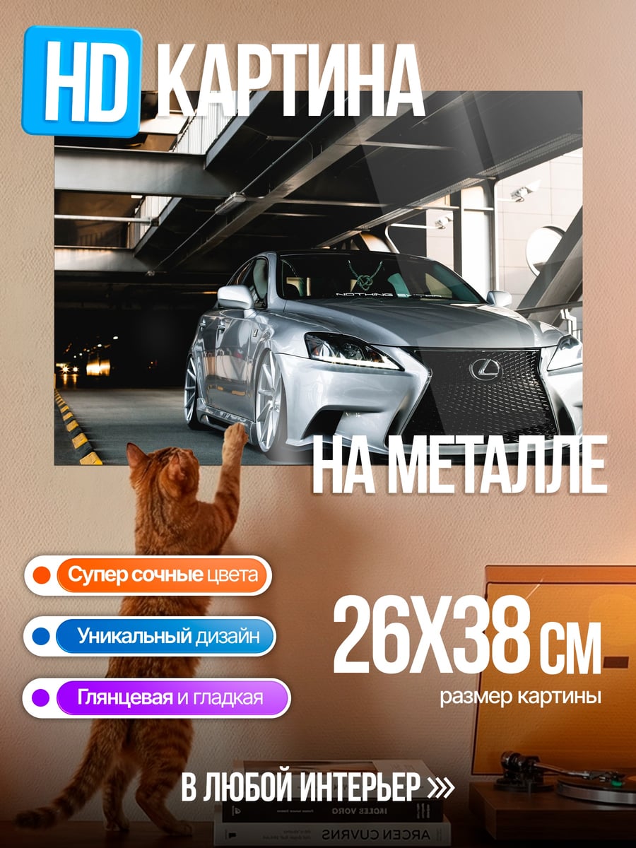 Картина на металле Серебряный седан