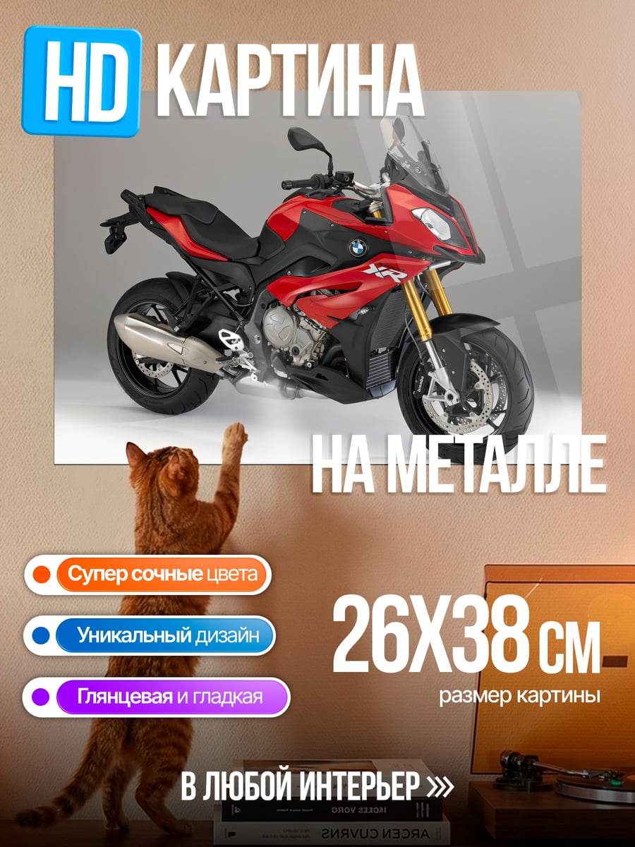 Картина на металле Красный спортбайк