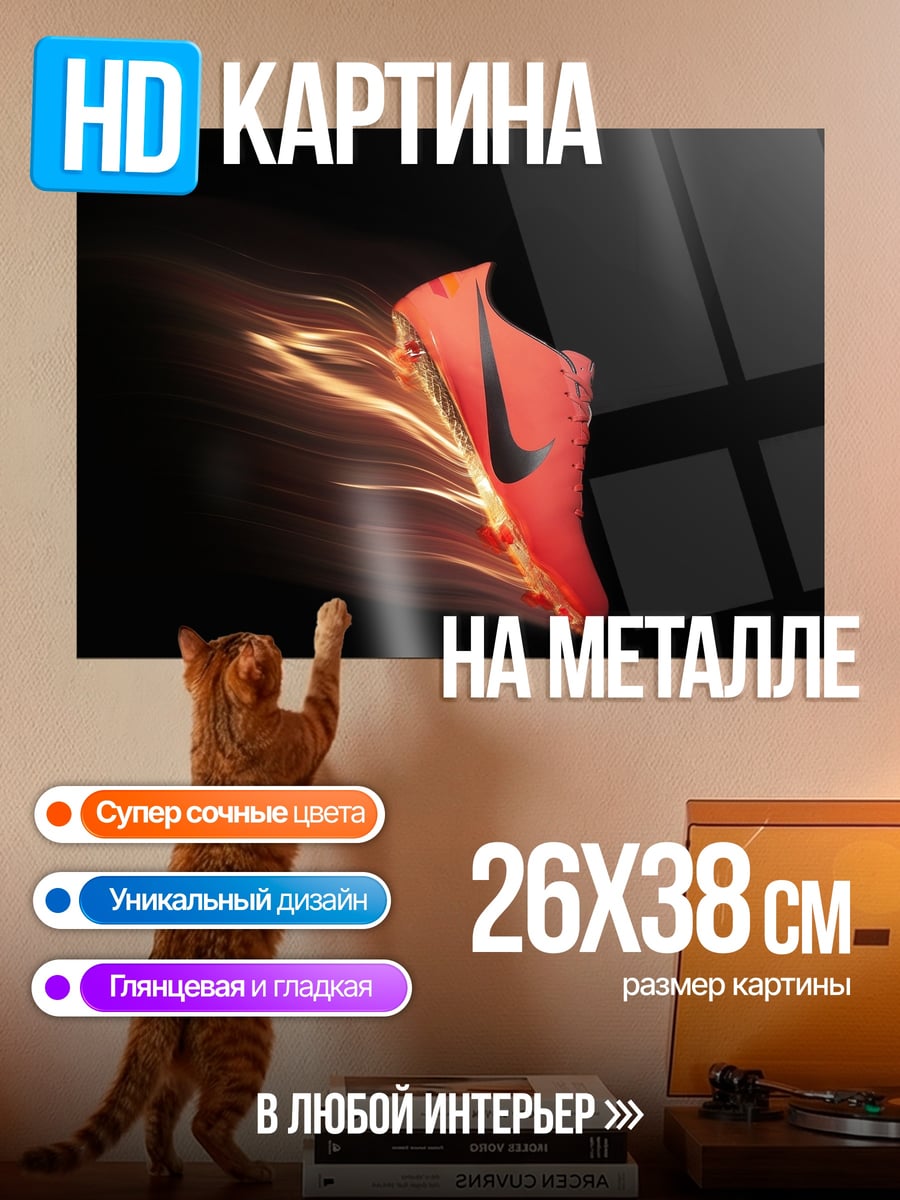 Картина на металле Красный кроссовок Nike
