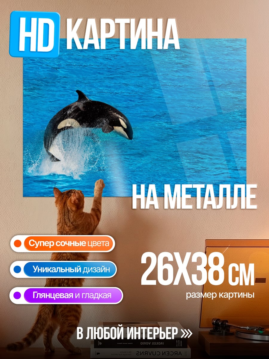 Картина на металле прыгающая косатка