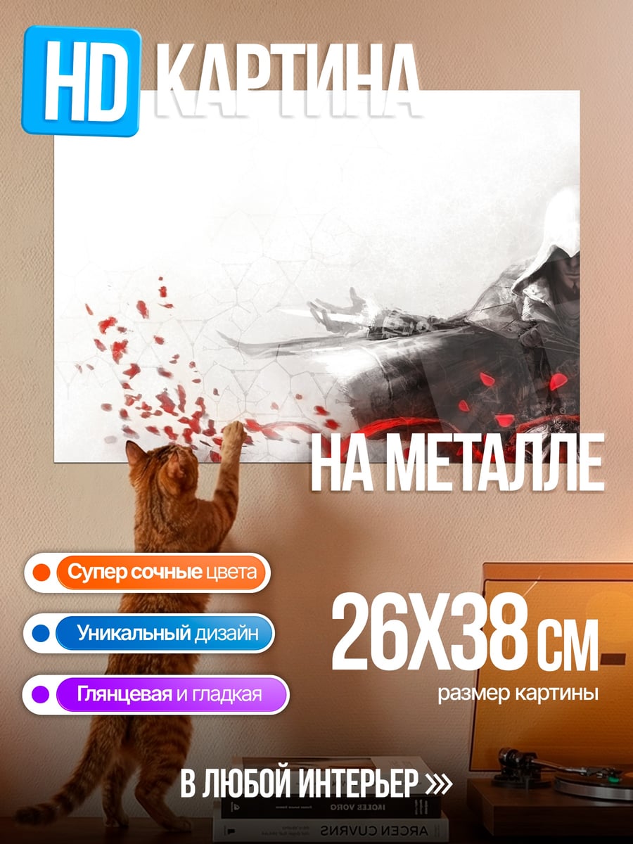 Картина на металле Ассасин в плаще