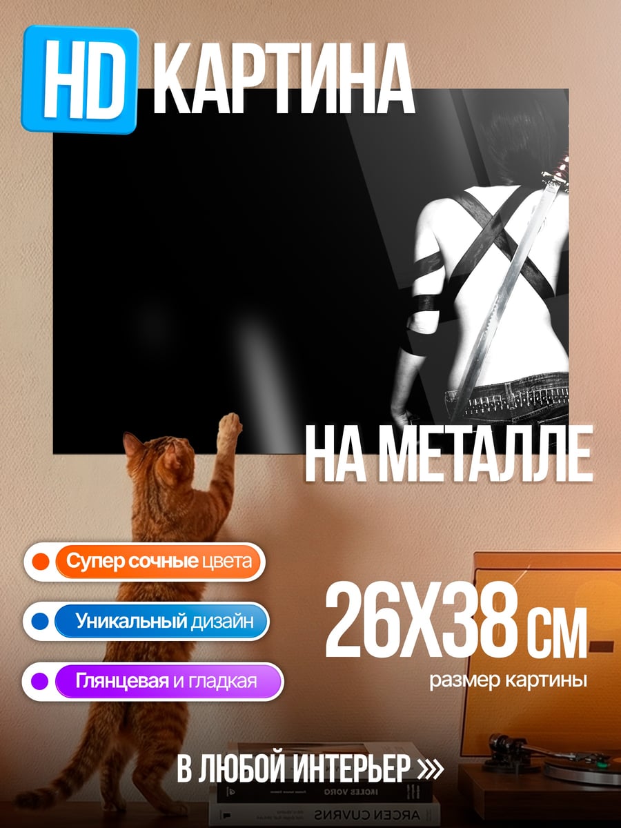 Картина на металле девушка с катаной