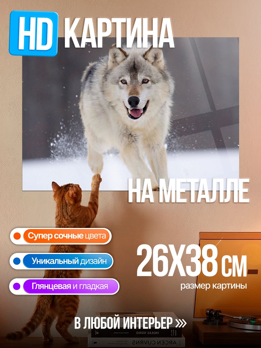 Картина на металле Бегущий волк