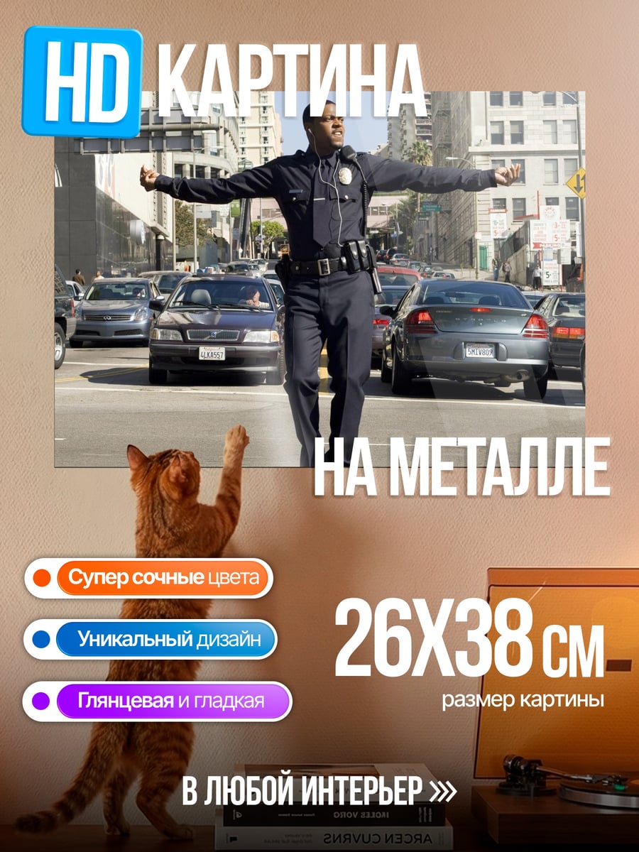 Картина на металле Полицейский регулирует движение