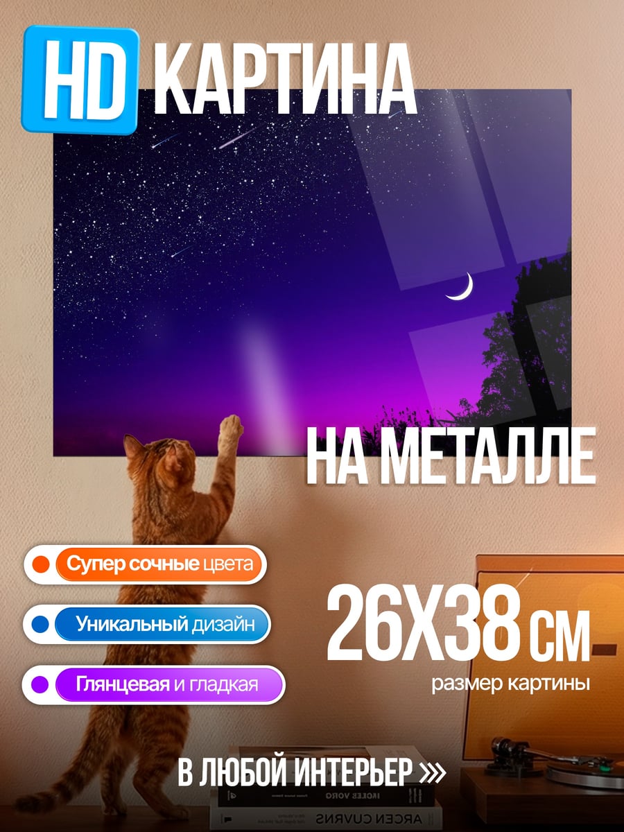 Картина на металле Ночное небо