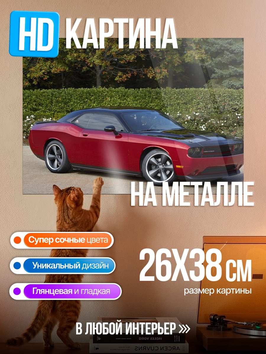 Картина на металле Красный маслкар Dodge