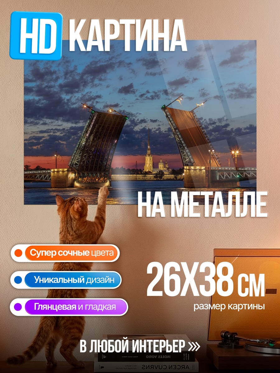 Картина на металле Разводной мост