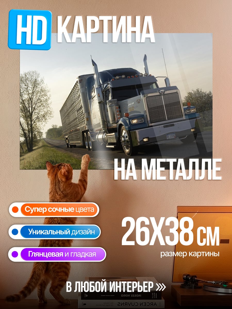 Картина на металле Грузовик на дороге