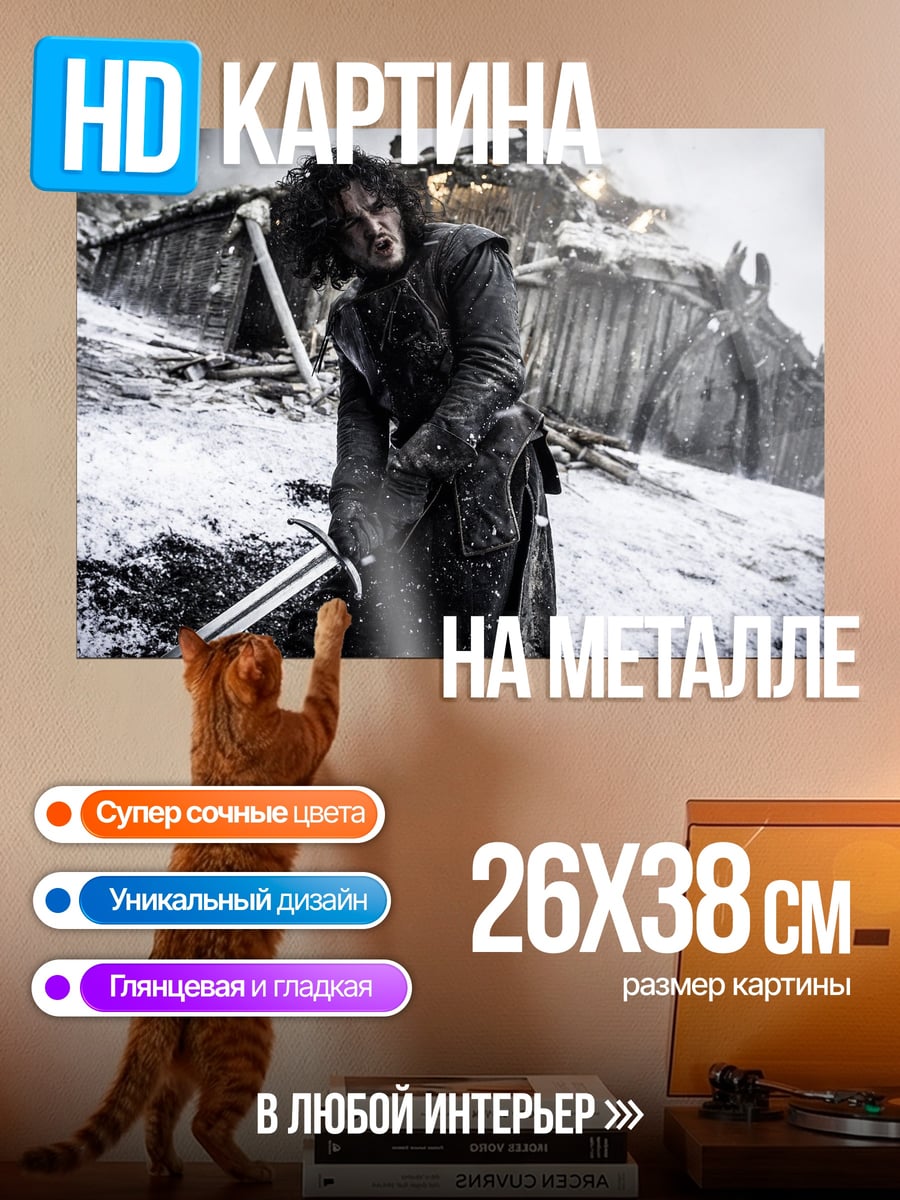 Картина на металле Джон Сноу Битва
