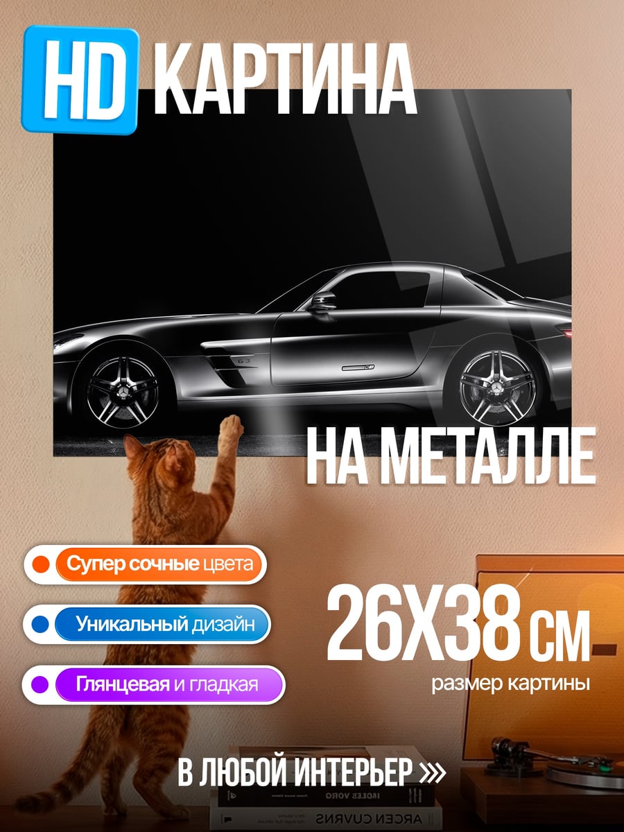 Картина на металле Чёрный спорткар