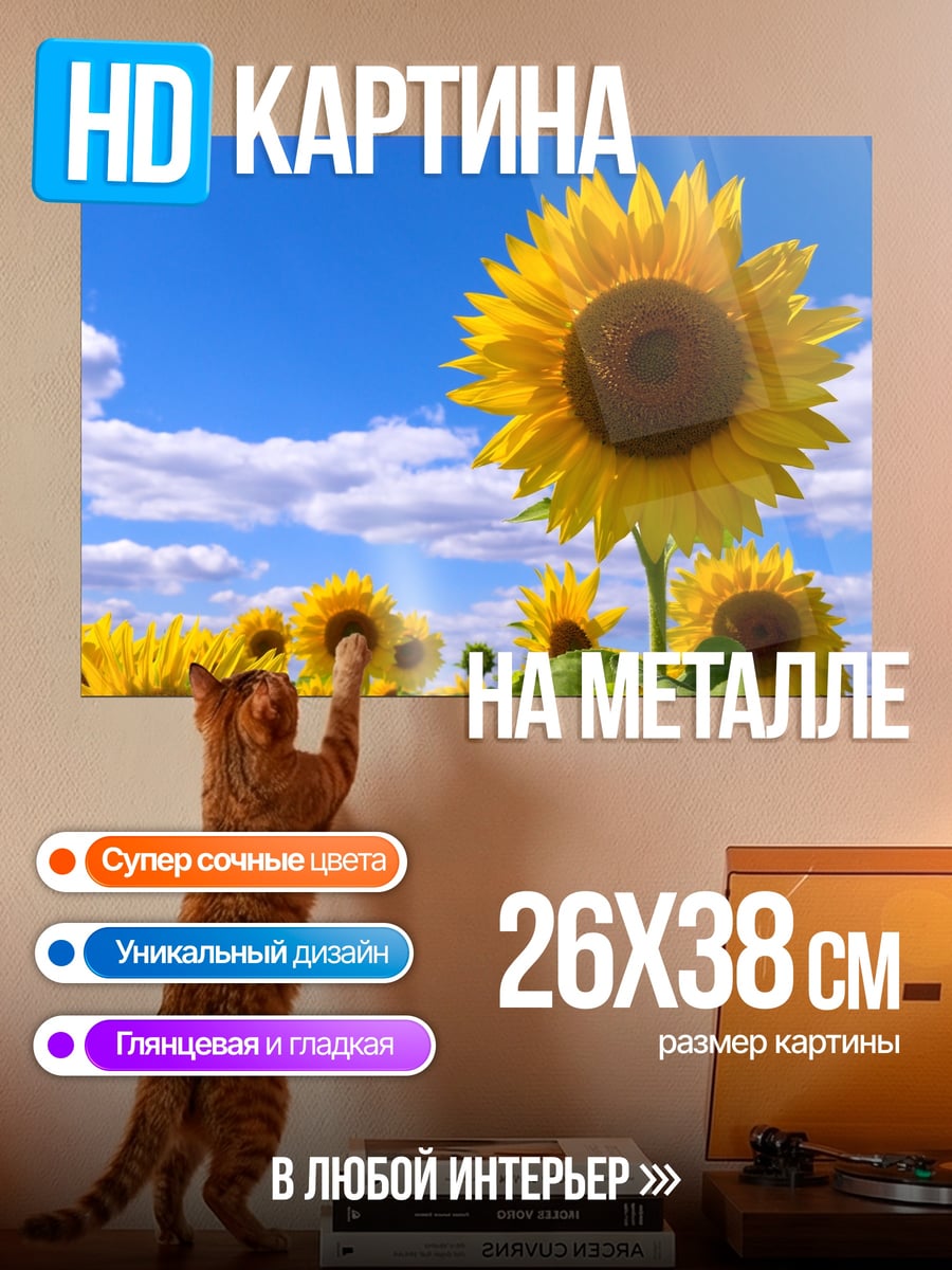 Картина на металле Поле подсолнухов