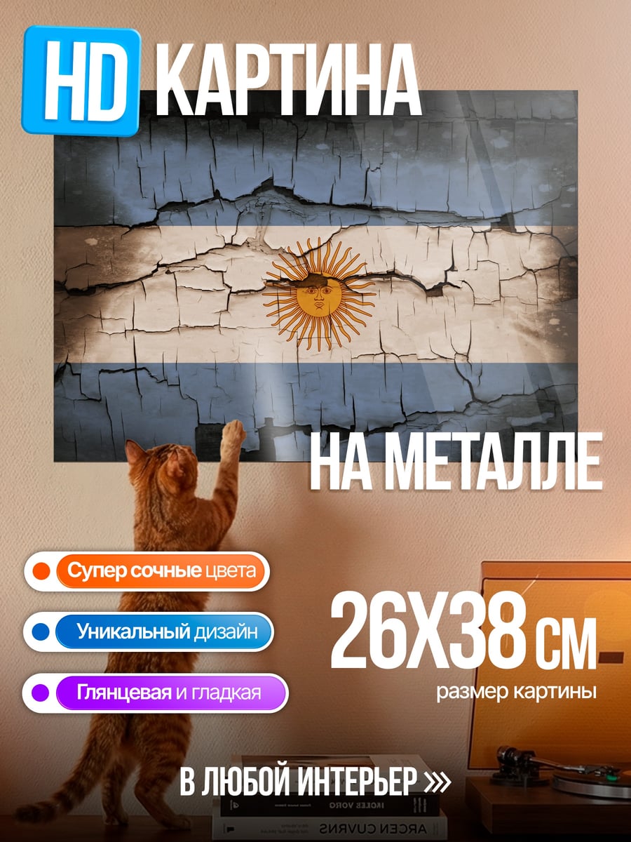 Картина на металле Аргентина треснувшая