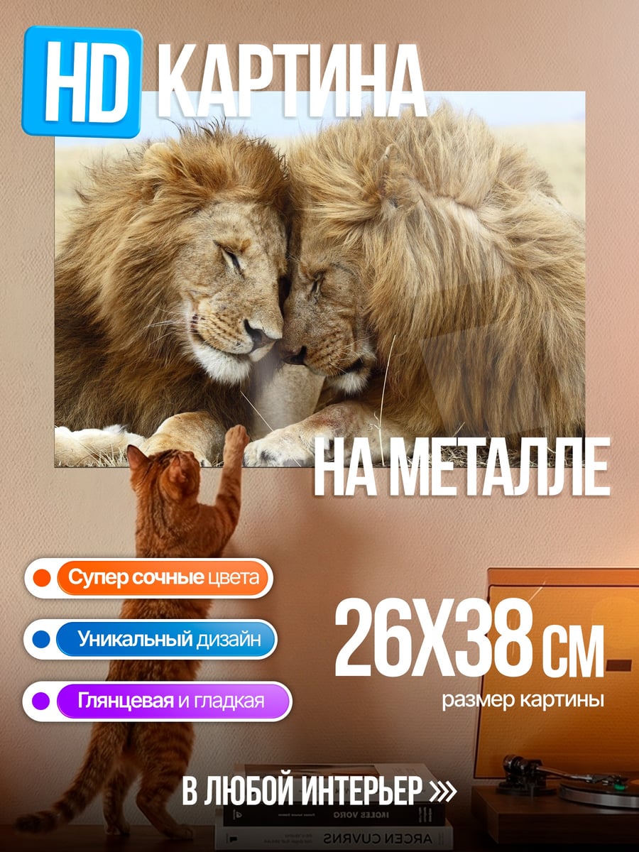 Картина на металле Львиная нежность