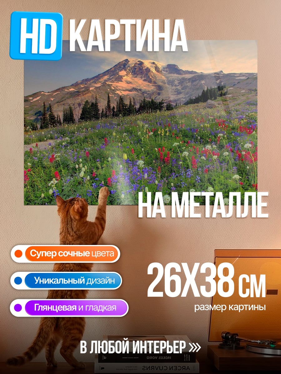 Картина на металле Цветочный склон