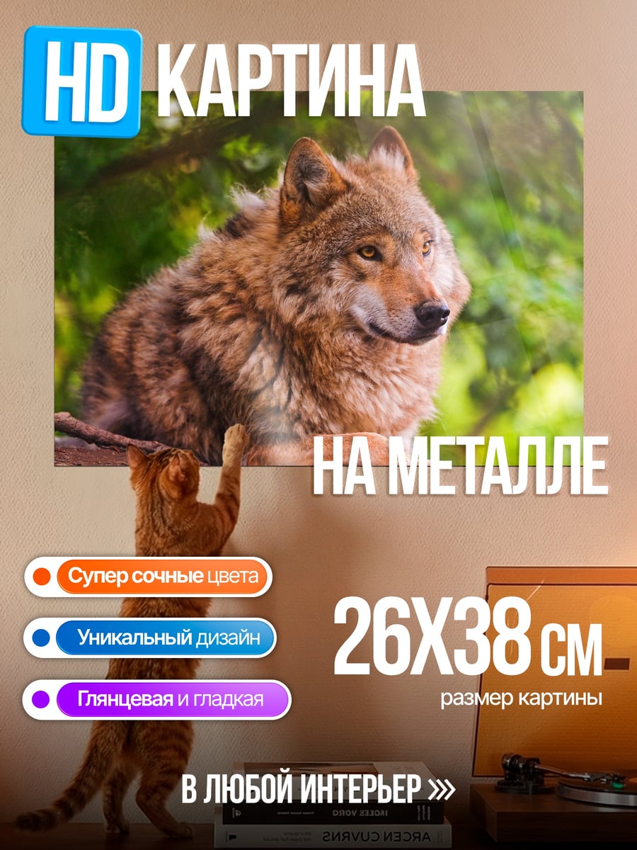 Картина на металле портрет волка