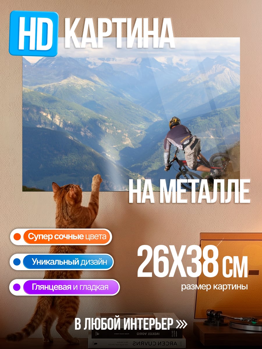 Картина на металле горный велоспорт экстрим