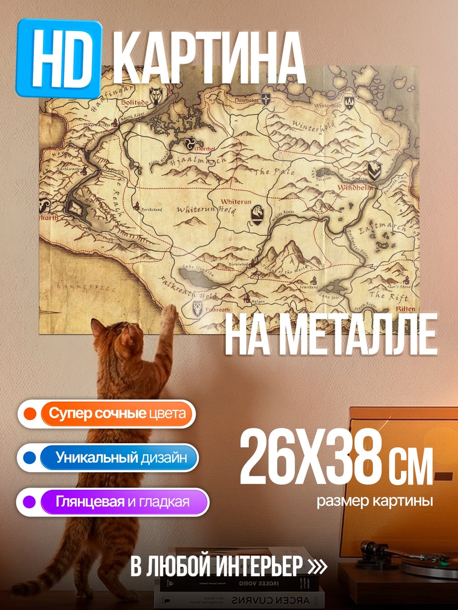 Картина на металле Карта Скайрима