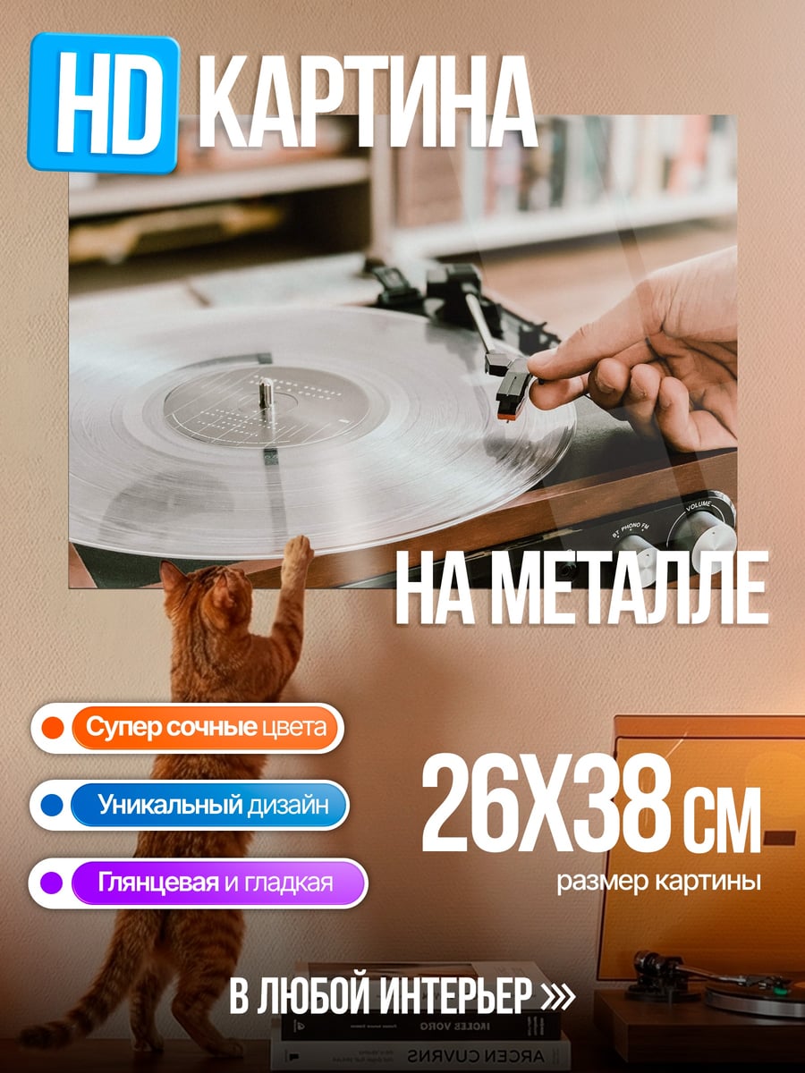 Картина на металле винтажный проигрыватель пластинок